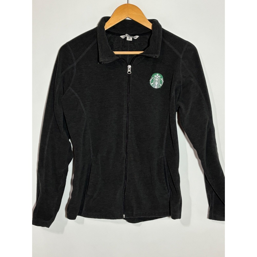Port Authority Starbucks Fleece Jacket Full Zip Logo Women's‎ Medium Gray